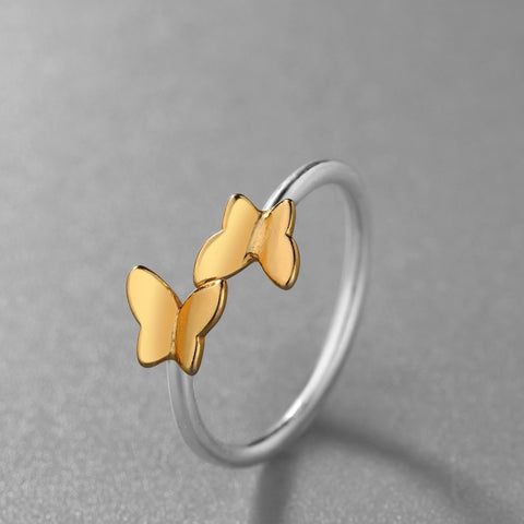 Golden Adjustable Butterfly Ring