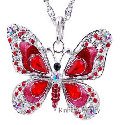 Autumn Crystal Butterfly Necklace