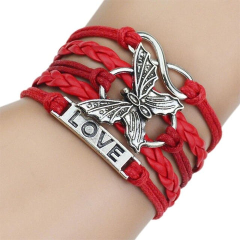 Leather Love Butterfly Bracelet