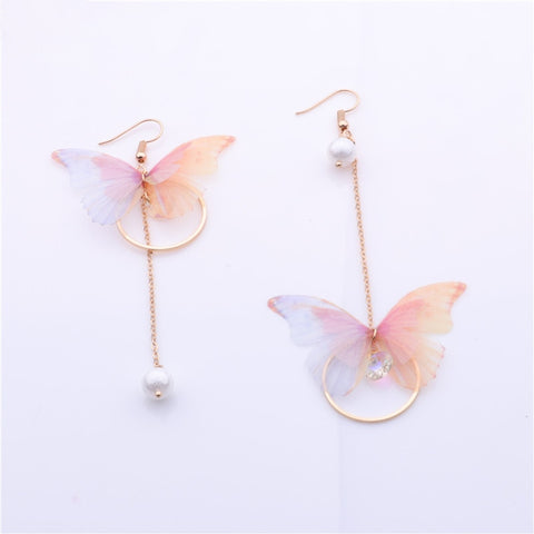 Yarn Butterfly Long Earrings